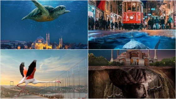 Sürrealist grafik tasarımcı Yasin Yaman İstanbul'un simge yapılarını 'fantastik' tasarımlarla anlatıyor