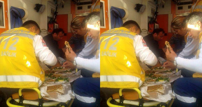 'Sosyal Medya'nın son geyiği: Ambulansta lahmacun yediler!
