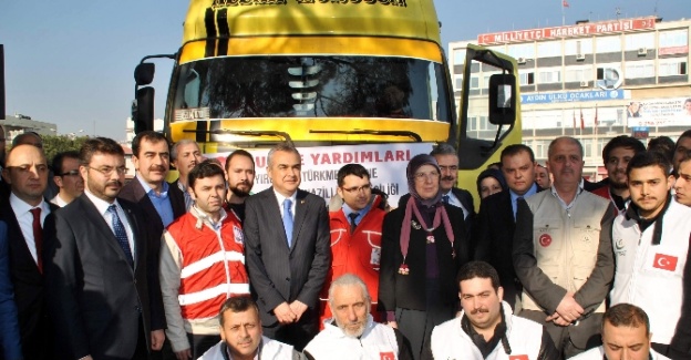 Suriyeli Türkmenlere giden yardım TIR’larını Bakan uğurladı