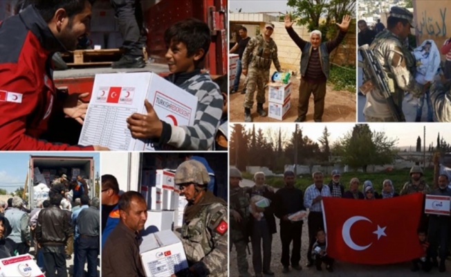 TSK, AFAD ve Kızılay Afrin'de insani yardımlarına devam ediyor