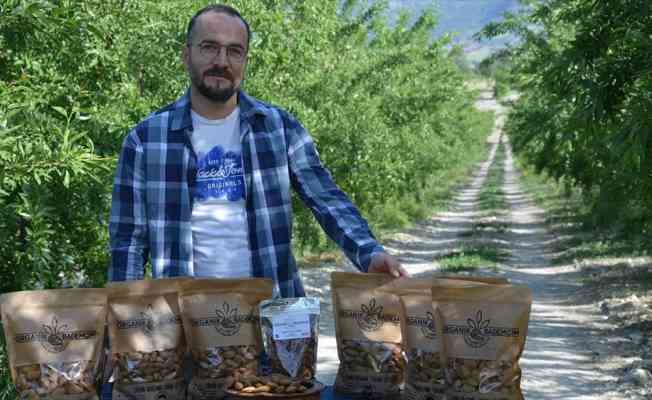 Manisa'da devlet desteğiyle tarlasına badem fidanı diken &uuml;retici ihracata başladı