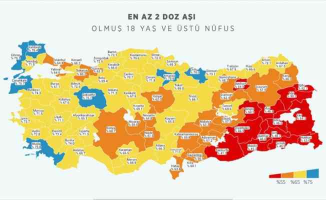 İki doz koronavirüs aşısı olanların oranı 47 ilde yüzde 65'i geçti
