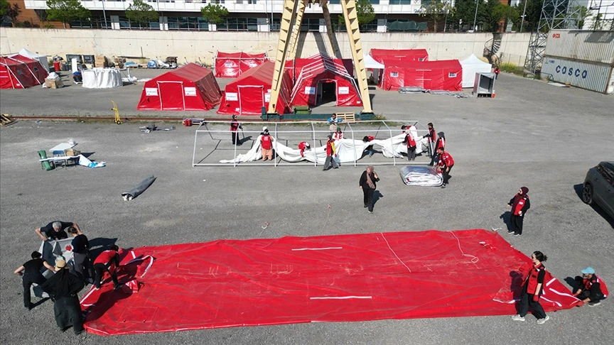 AID Uluslararası Doktorlar Derneğince mobil sahra hastanesi kurulum tatbikatı yapıldı