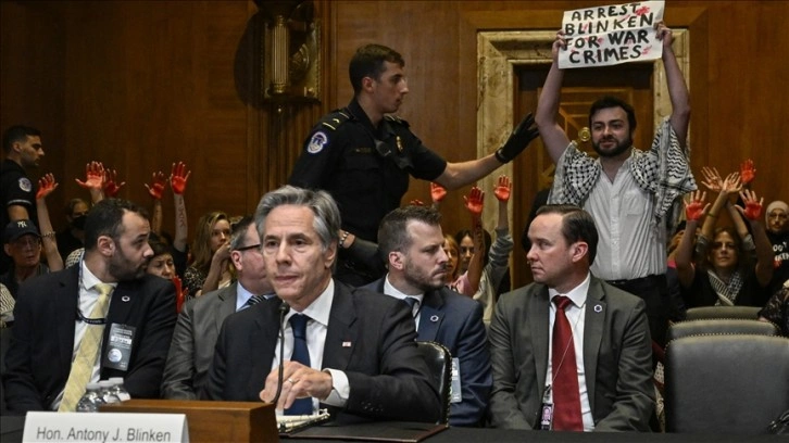 ABD Dışişleri Bakanı Blinken, bugün de Kongrede Filistin destekçilerince protesto edildi