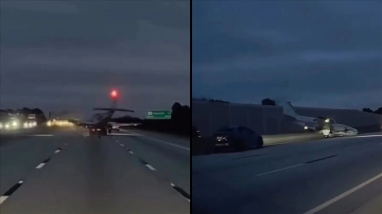 ABD'nin Florida eyaletinde küçük uçak otoyola acil iniş yaparken otomobile çarptı
