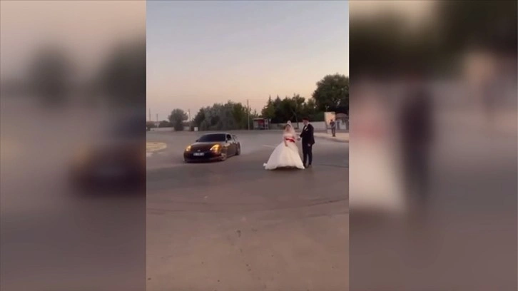 Aksaray'da gelin ile damadın etrafında 'drift' yapan sürücüye para cezası