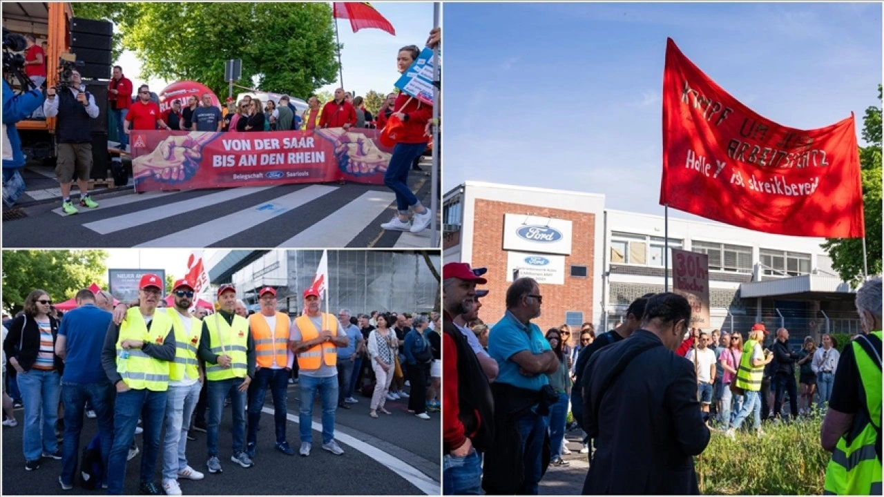 Almanya'nın Köln kentinde Ford fabrikası işçileri greve gitti