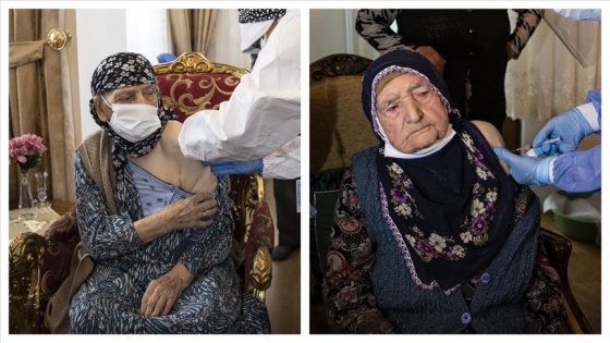 Ankara'da 116 yaşındaki iki kadınına Kovid-19 aşısı yapıldı