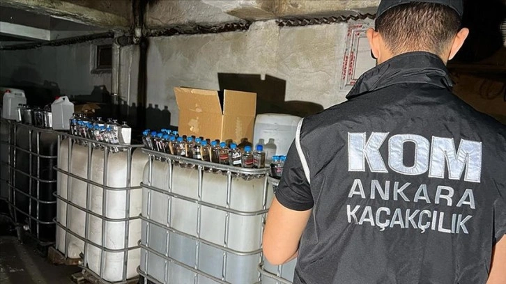 Ankara'da sahte içki imalatı için hazırlanan yaklaşık 35 ton etil alkol ele geçirildi