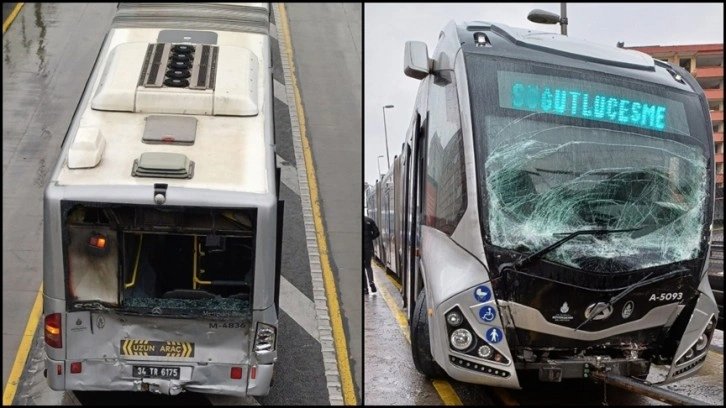 Avcılar'da iki metrobüsün çarpışması sonucu 4 yolcu yaralandı