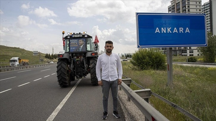 Balıkesirli çiftçi, Cumhurbaşkanı Erdoğan'a teşekkür etmek için traktörüyle Ankara'ya geld