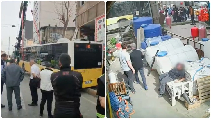 Beyoğlu'nda kaldırıma çıkan İETT otobüsünün çarptığı 2 kişi yaralandı