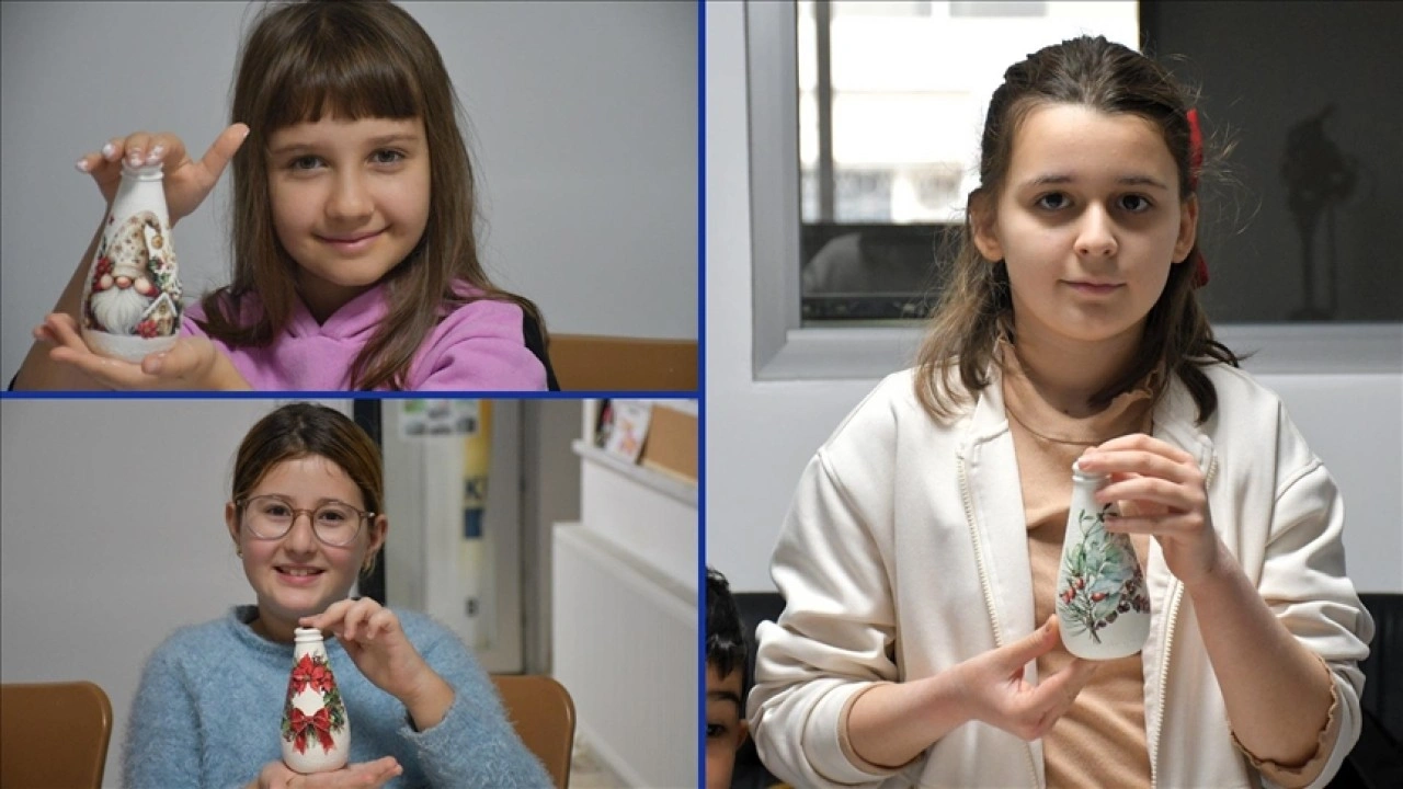 Bilecik'te atıklar &ccedil;ocukların elinde sanat eserine d&ouml;n&uuml;ş&uuml;yor