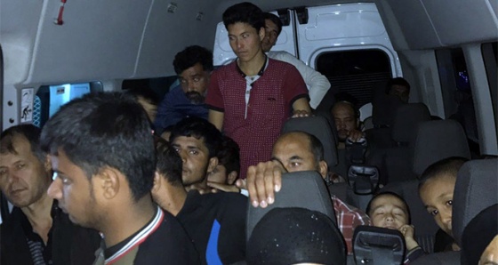 Bingöl'de bir minibüste 40 göçmen yakalandı