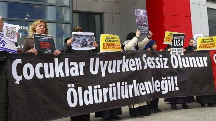 BM ofisi önünde Filistin'e saldırılar protesto edildi