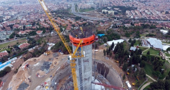 Çamlıca’daki TV kulesinin inşaatı havadan görüntülendi