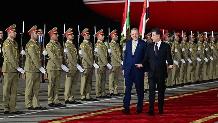 Cumhurbaşkanı Erdoğan Erbil'de törenle karşılandı