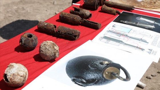 Diyarbakır'da Amida Höyük'teki kazılarda 1. Dünya Savaşı'ndan kalma 782 el bombası bu