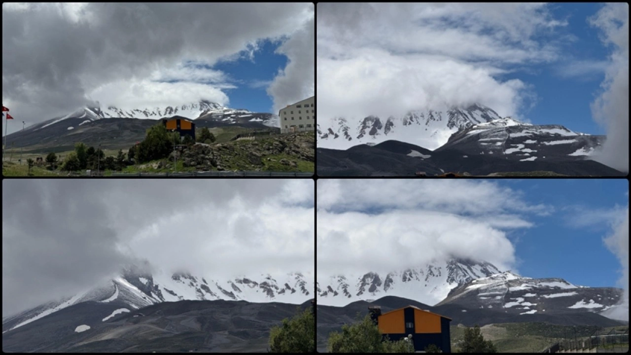 Erciyes Dağı'nın zirvesine kar yağdı