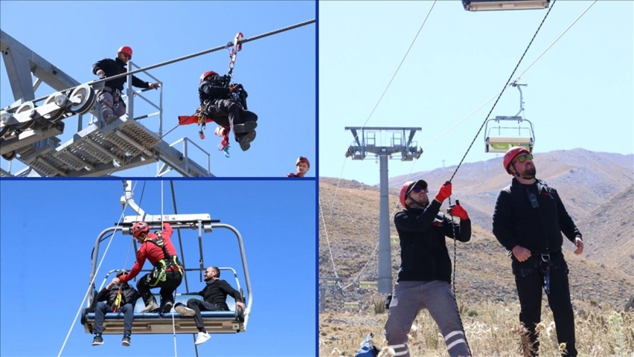 Erciyes Kayak Merkezi'nde kurtarma ekipleri tatbikatlarla yeni sezona hazırlanıyor