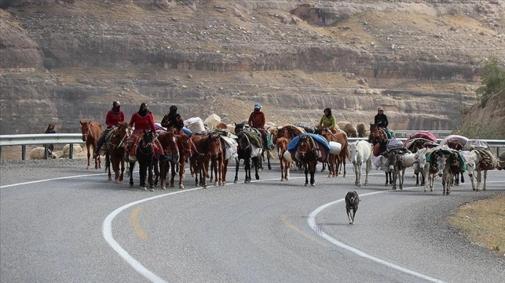 Faraşin Yaylası'ndaki göçerler kilometrelerce yol katederek kışlaklara dönüyor