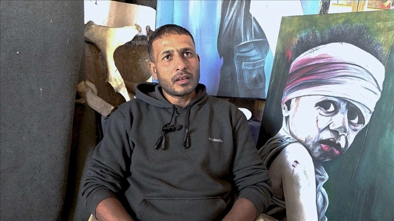 Filistinli ressamın tuvaline yansıyanlar, Gazze'de 2 yıldır yaşanan acıya ayna tutuyor