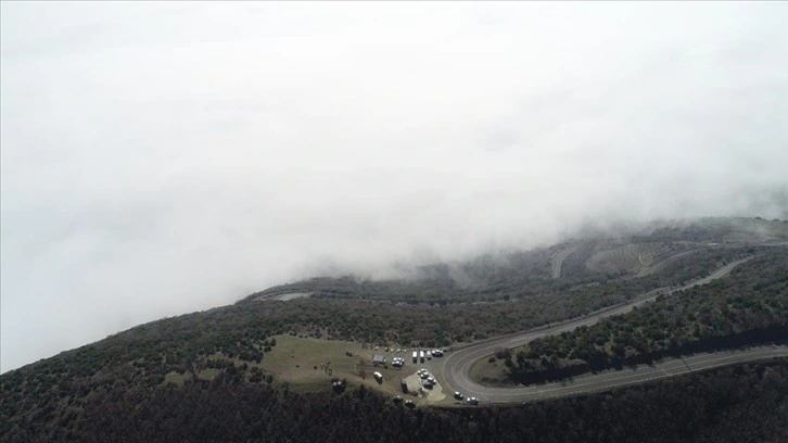 Ganos Dağı eteklerindeki sis havadan görüntülendi