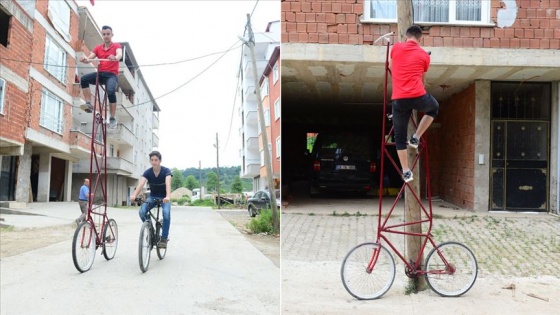 Giresun'da 4 metrelik bisiklet görenleri şaşırtıyor