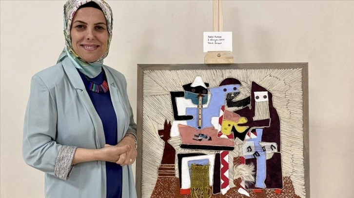 Görsel sanatlar öğretmeni, Picasso'nun 'üç müzisyen' tablosunu halıya nakşetti