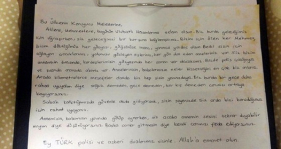 Hazal ve İrem’den operasyondaki polislere mektup