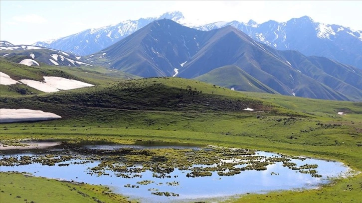 Iğdır ile Ağrı sınırındaki dağlarda karlar erimeye devam ediyor