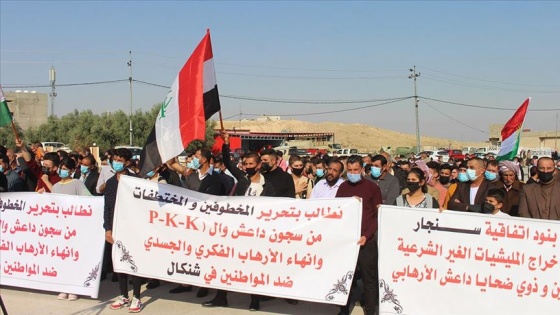 Irak'taki Ezidiler, terör örgütü PKK'nın Sincar'daki varlığına karşı gösteri düzenled