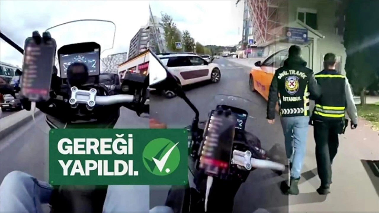 İstanbul'da trafik güvenliğini tehlikeye düşüren motosiklet sürücüsüne ceza