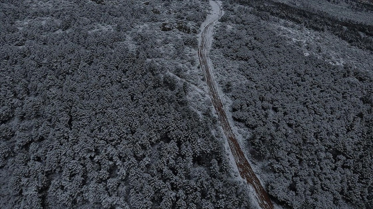İstanbul'un Aydos Ormanı'ndaki kar havadan g&ouml;r&uuml;nt&uuml;lendi