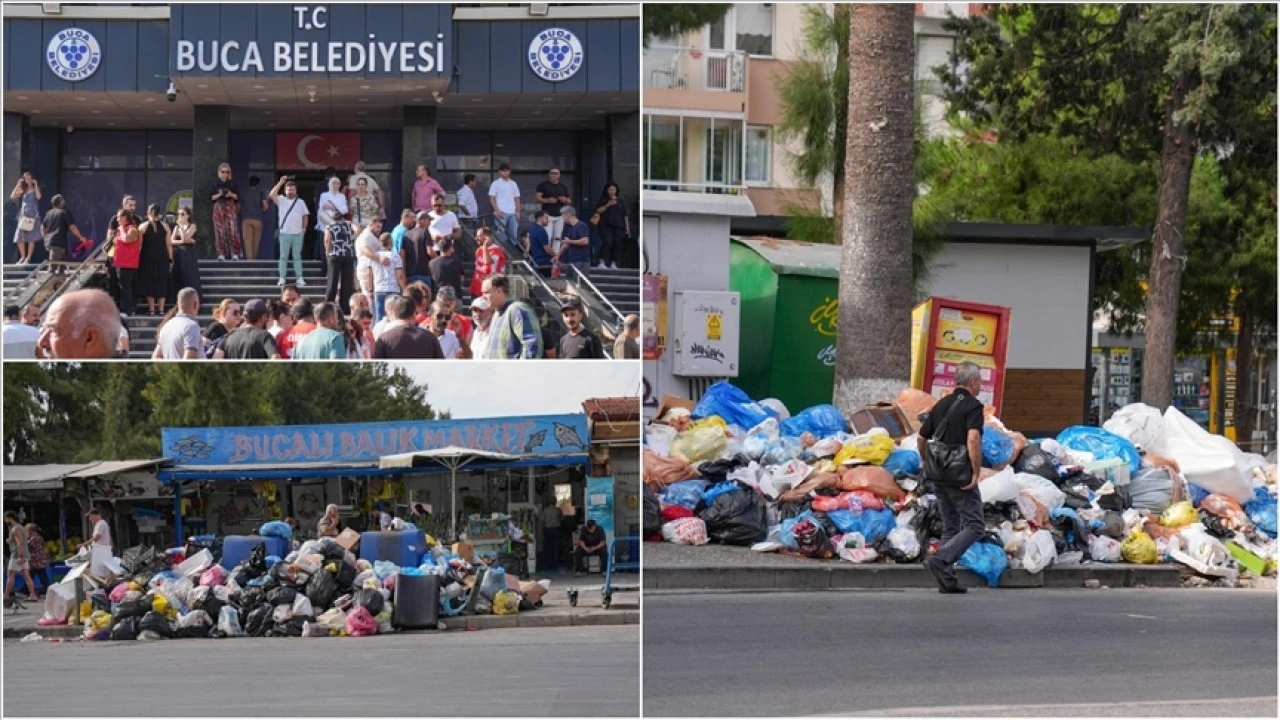 İzmir Buca'da maaş alamadıkları için iş bırakan işçilerin eylemi 7. gününde
