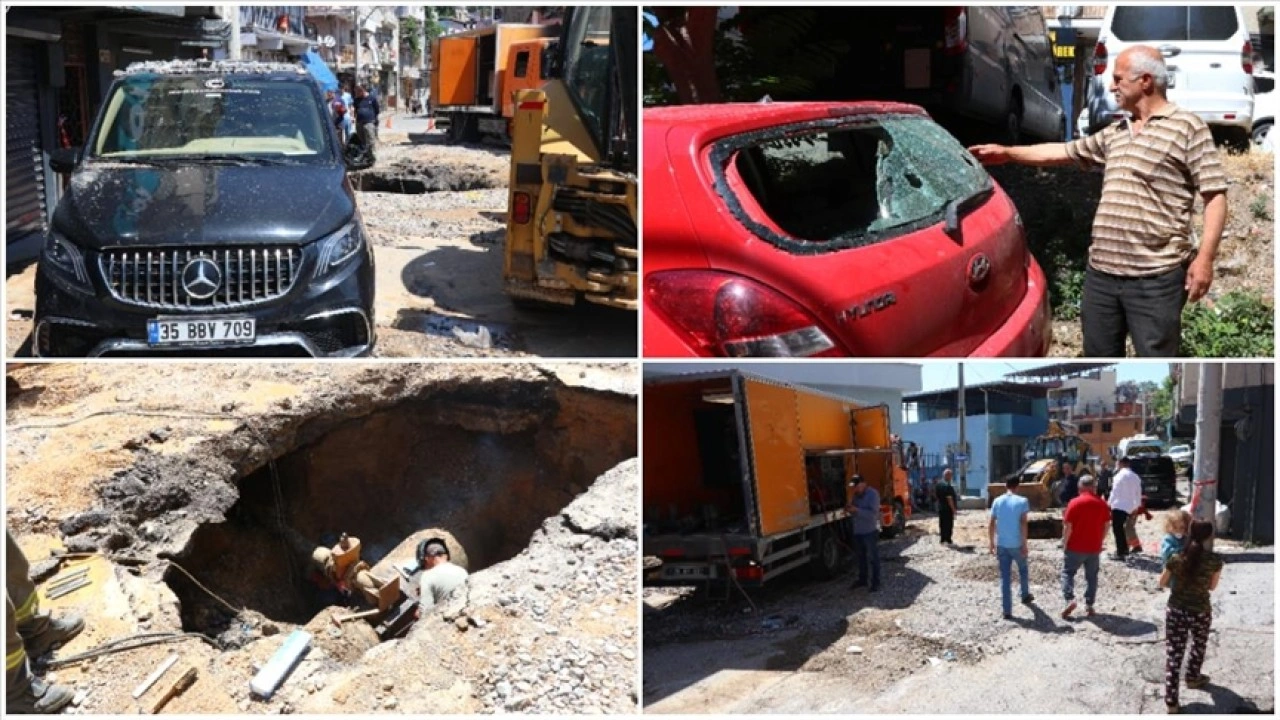 İzmir'de su borusu patladı, çok sayıda araç, ev ve iş yeri zarar gördü