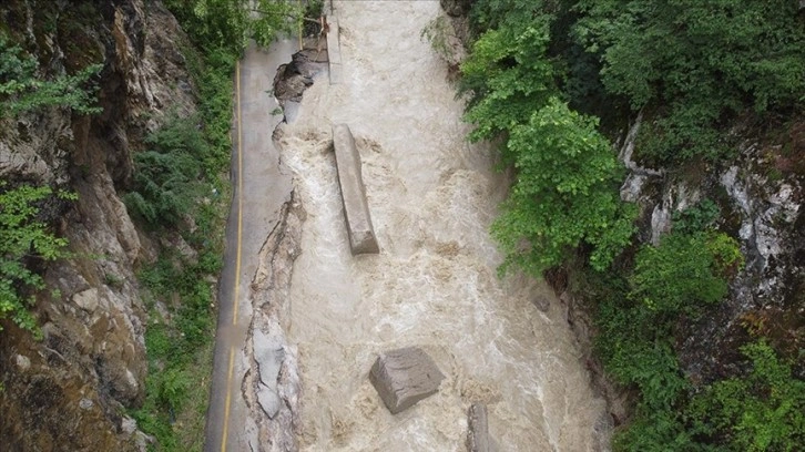 Karabük'te selin yol açtığı tahribat havadan görüntülendi