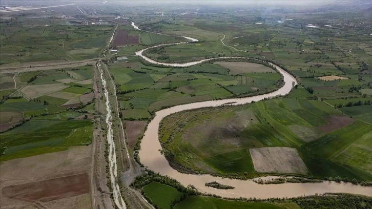 Karasu Nehri çevresi ilkbahar yağışlarıyla yeşile büründü