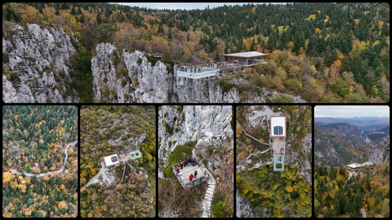 Kastamonu'da 450 metre yükseklikteki cam seyir terasında sonbahar güzelliği yaşanıyor