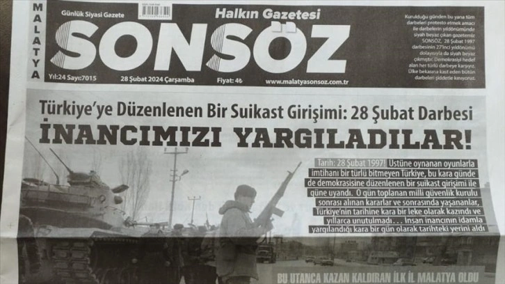 Malatya'nın ilk renkli gazetesi 28 Şubat'ta siyah-beyaz basıldı