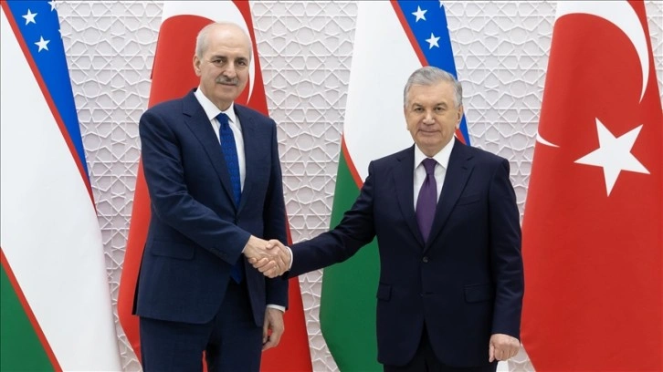 Özbekistan Cumhurbaşkanı Mirziyoyev, TBMM Başkanı Kurtulmuş'u kabul etti
