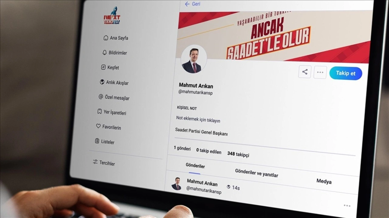 Saadet Partisi Genel Başkanı Arıkan, Türkiye'nin sosyal medya platformu NeXT Sosyal'e katı
