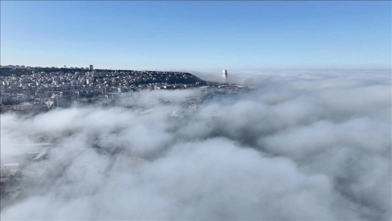 Samsun'da oluşan sis dron ile görüntülendi