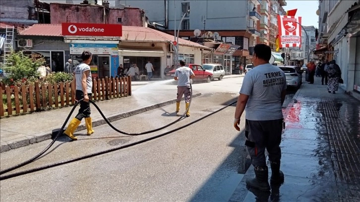 Samsun'un Terme ilçesinde taşkın sonrası temizlik çalışmaları yapılıyor