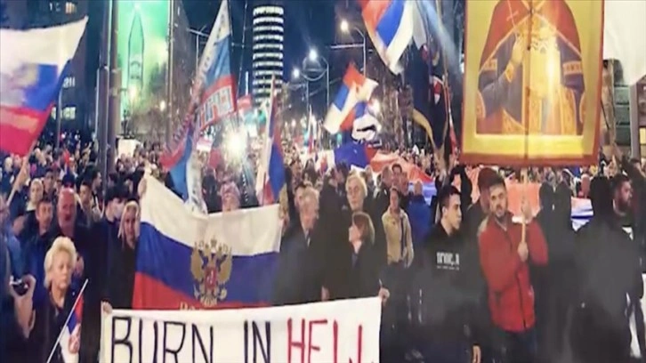 Sırbistan'ın başkenti Belgrad’da NATO protestosu