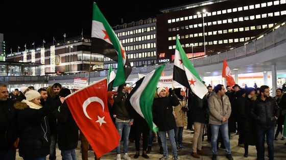 Stockholm'de 'Halep' protestosu