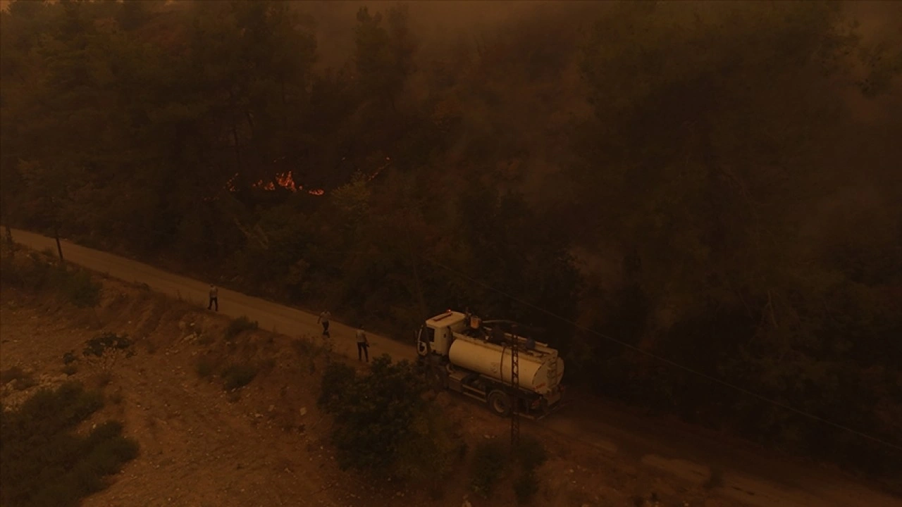 Suriye'nin Lazkiye kırsalındaki orman yangınına müdahale ediliyor