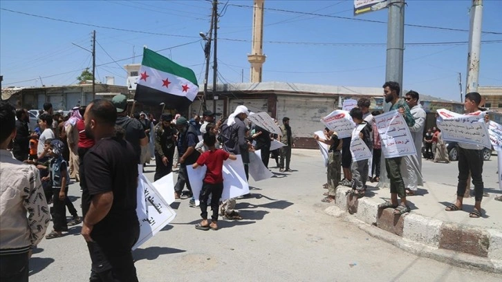 Suriye'nin kuzeyinde terör örgütü PKK/YPG'nin sözde seçim planı protesto edildi