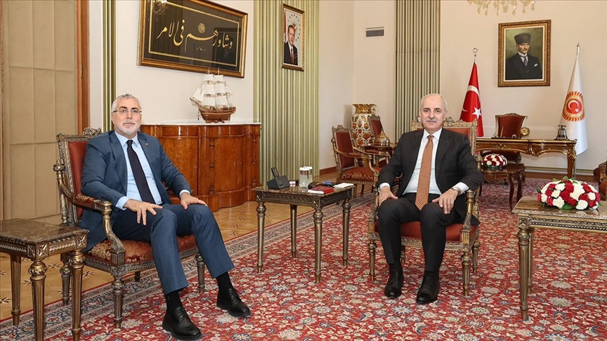 TBMM Başkanı Kurtulmuş, Çalışma ve Sosyal Güvenlik Bakanı Işıkhan'ı kabul etti