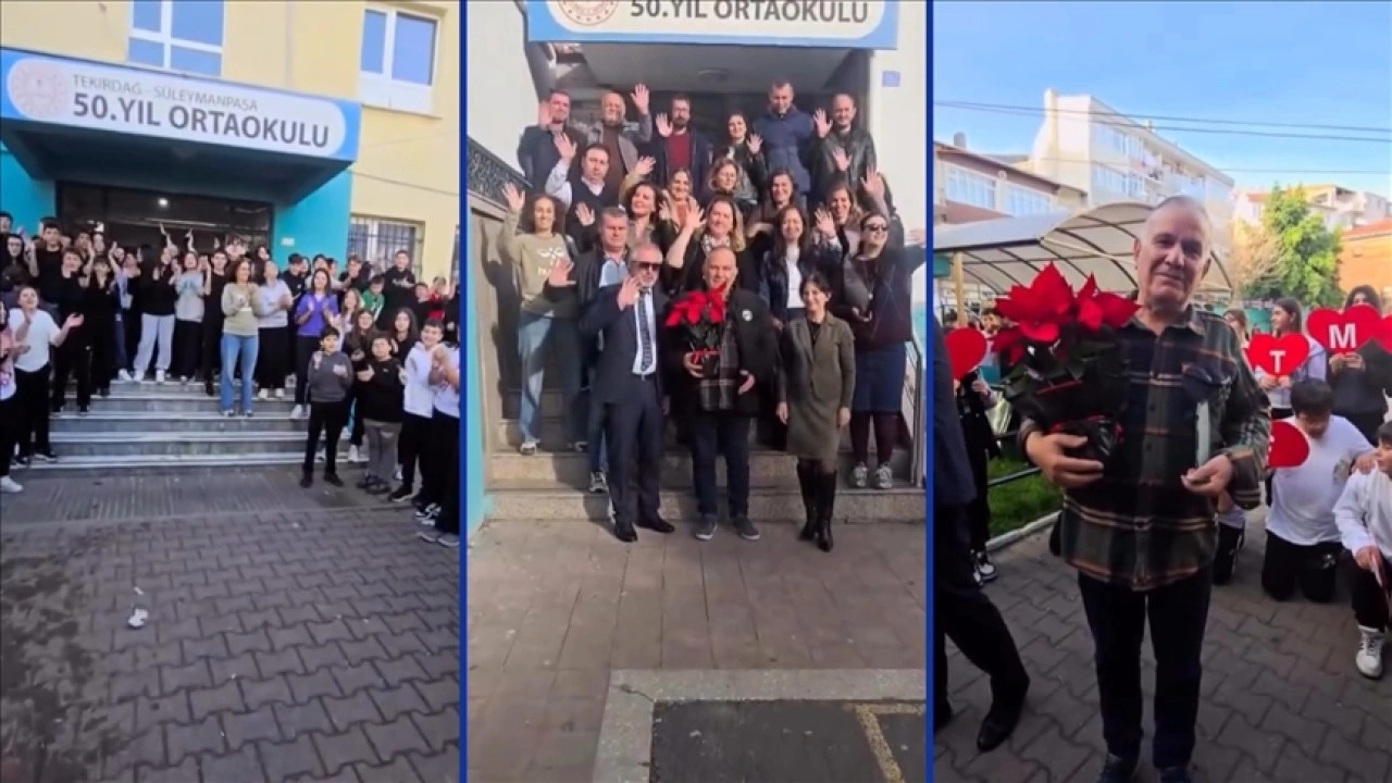Tekirdağ'da 38 yıllık meslek hayatının ardından emekli olan öğretmene duygulandıran veda